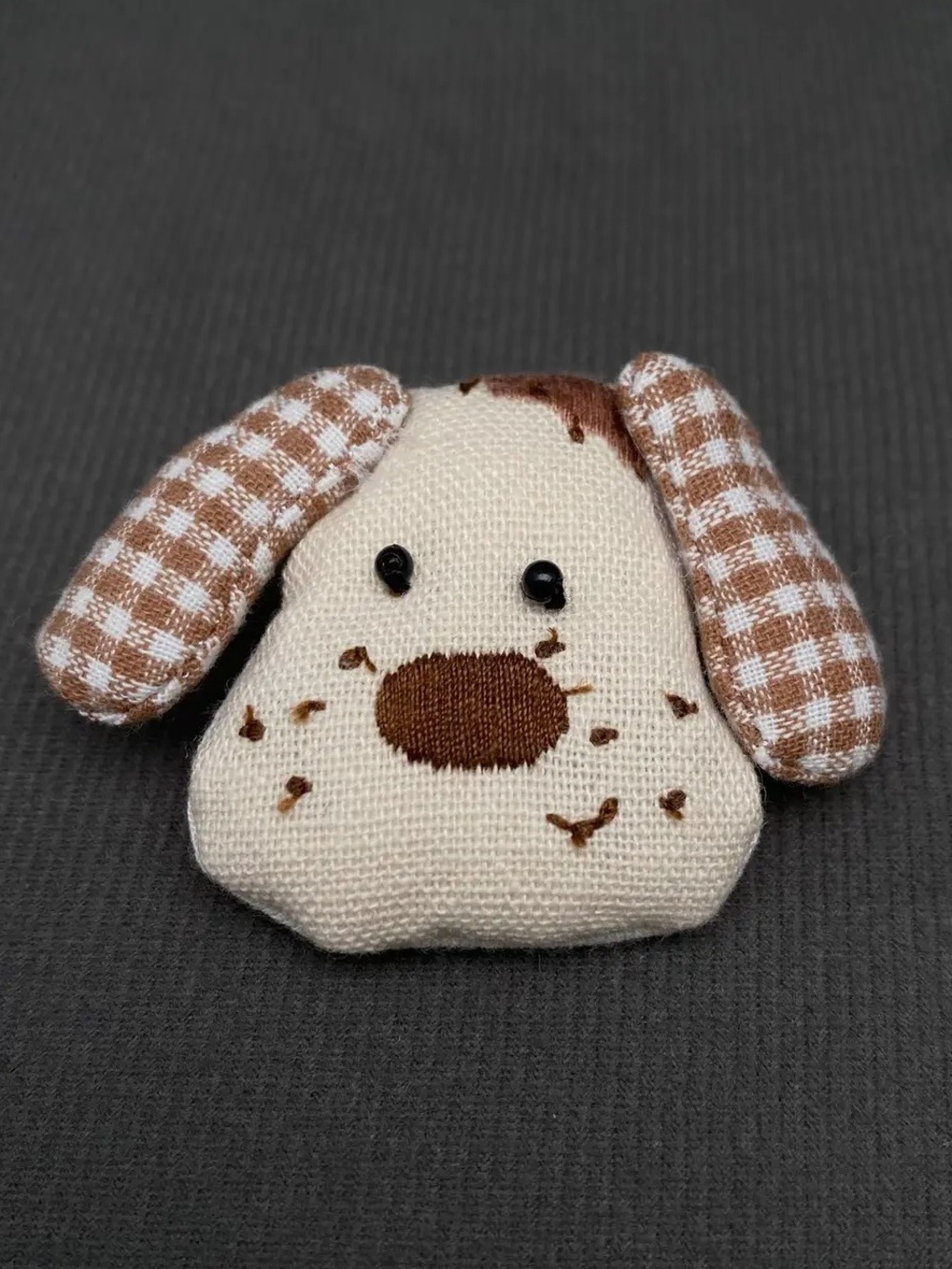 Puppy Head Linen Cotton Cloth Cartoon Brooch NWT